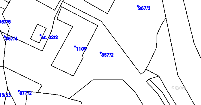 Parcela st. 857/2 v KÚ Jindřiš, Katastrální mapa