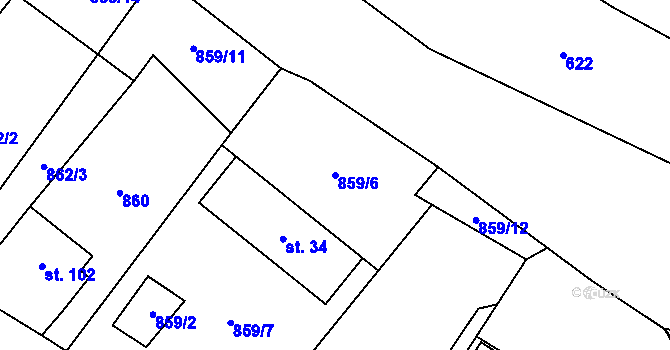 Parcela st. 859/6 v KÚ Jindřiš, Katastrální mapa