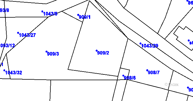 Parcela st. 909/2 v KÚ Jindřiš, Katastrální mapa