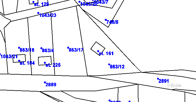 Parcela st. 161 v KÚ Jindřiš, Katastrální mapa