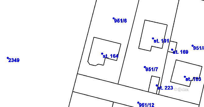Parcela st. 164 v KÚ Jindřiš, Katastrální mapa