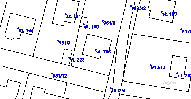 Parcela st. 163 v KÚ Jindřiš, Katastrální mapa