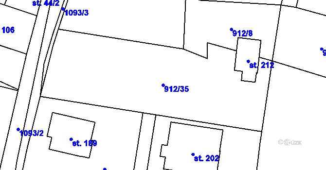 Parcela st. 912/35 v KÚ Jindřiš, Katastrální mapa