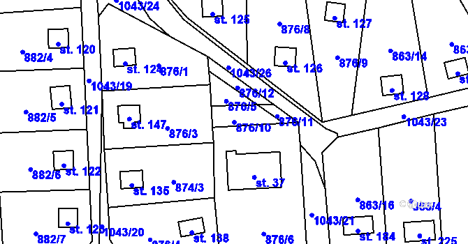 Parcela st. 876/10 v KÚ Jindřiš, Katastrální mapa