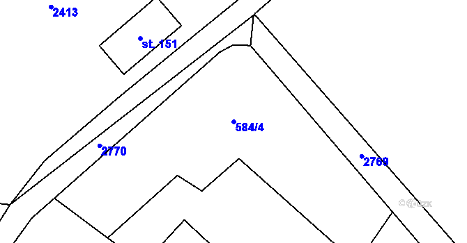 Parcela st. 584/4 v KÚ Jindřiš, Katastrální mapa