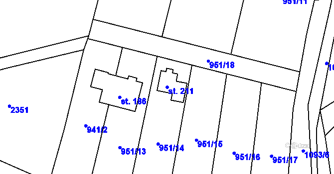 Parcela st. 211 v KÚ Jindřiš, Katastrální mapa