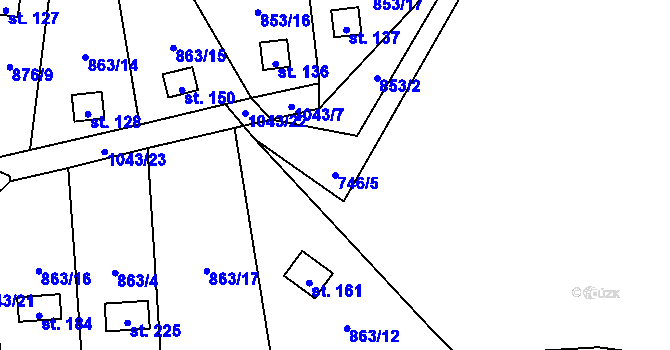 Parcela st. 746/5 v KÚ Jindřiš, Katastrální mapa