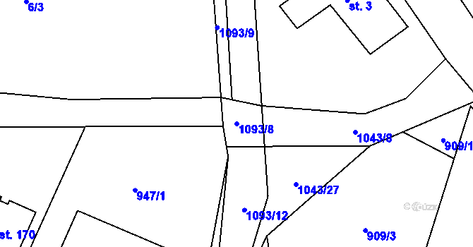 Parcela st. 1093/8 v KÚ Jindřiš, Katastrální mapa