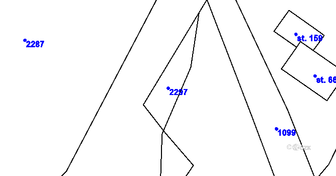 Parcela st. 2297 v KÚ Jindřiš, Katastrální mapa