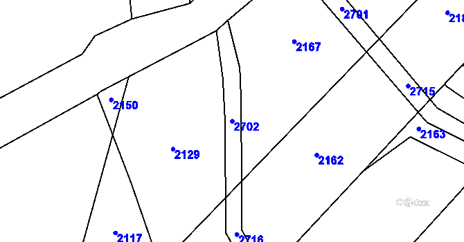Parcela st. 2702 v KÚ Jindřiš, Katastrální mapa