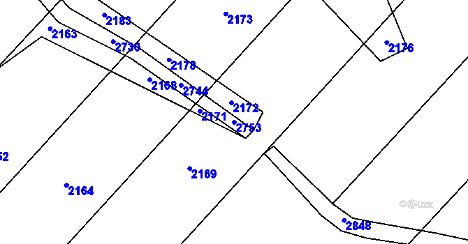 Parcela st. 2753 v KÚ Jindřiš, Katastrální mapa
