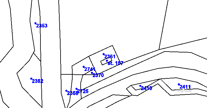 Parcela st. 2361 v KÚ Jindřiš, Katastrální mapa