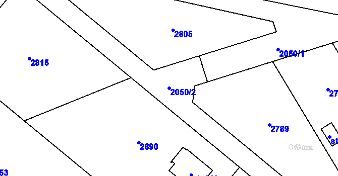 Parcela st. 2050/2 v KÚ Jindřiš, Katastrální mapa