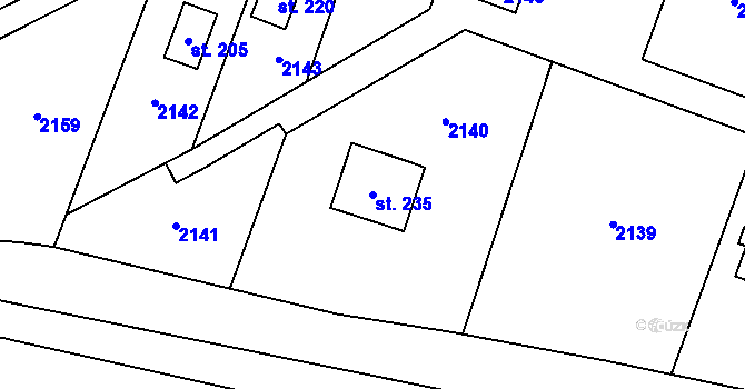 Parcela st. 235 v KÚ Jindřiš, Katastrální mapa