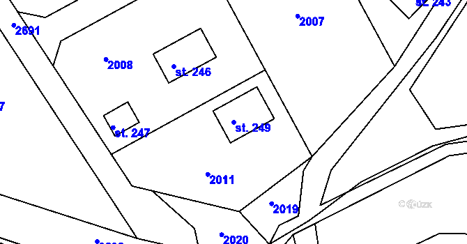 Parcela st. 249 v KÚ Jindřiš, Katastrální mapa