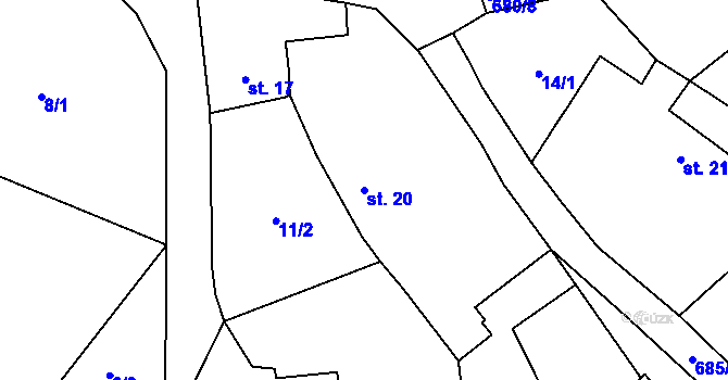 Parcela st. 20 v KÚ Rodvínov, Katastrální mapa