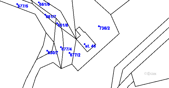 Parcela st. 46 v KÚ Rodvínov, Katastrální mapa