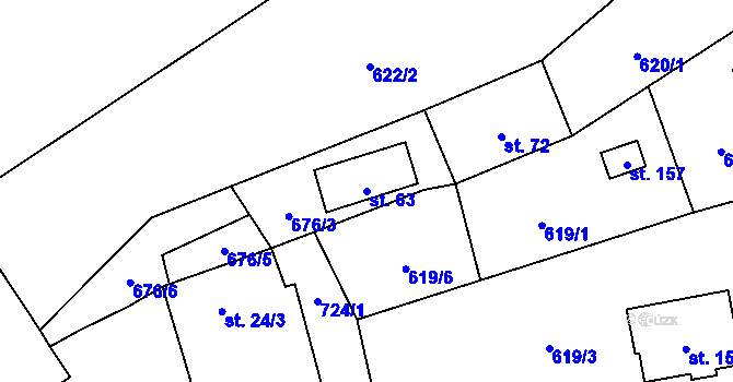 Parcela st. 63 v KÚ Rodvínov, Katastrální mapa