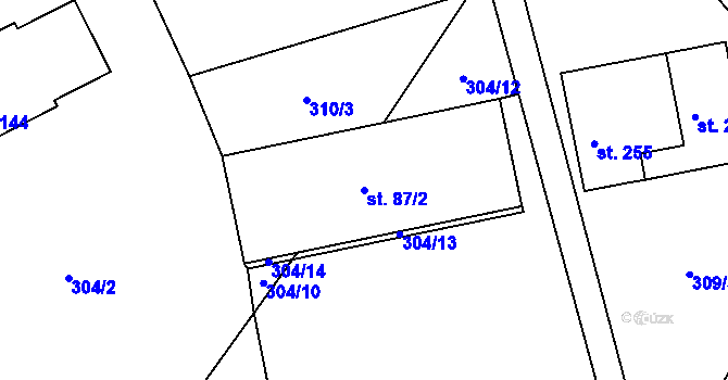 Parcela st. 87/2 v KÚ Rodvínov, Katastrální mapa