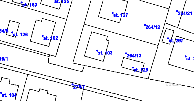 Parcela st. 103 v KÚ Rodvínov, Katastrální mapa