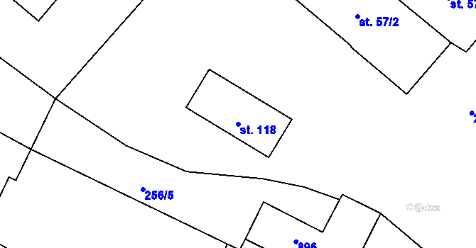 Parcela st. 118 v KÚ Rodvínov, Katastrální mapa