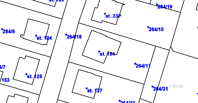Parcela st. 154 v KÚ Rodvínov, Katastrální mapa