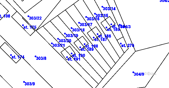 Parcela st. 188 v KÚ Rodvínov, Katastrální mapa