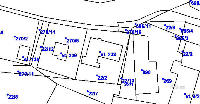Parcela st. 238 v KÚ Rodvínov, Katastrální mapa