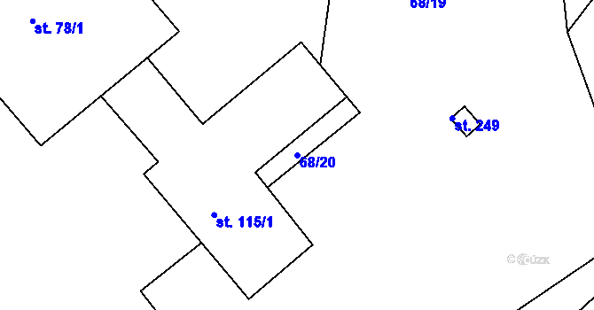 Parcela st. 68/20 v KÚ Rodvínov, Katastrální mapa