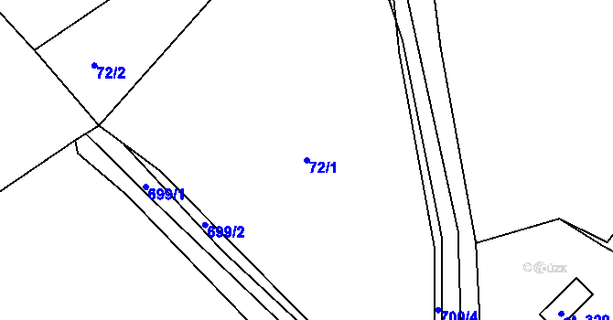 Parcela st. 72/1 v KÚ Rodvínov, Katastrální mapa