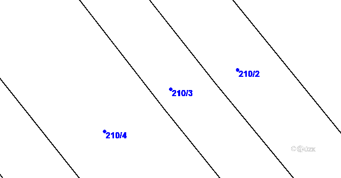 Parcela st. 210/3 v KÚ Rodvínov, Katastrální mapa