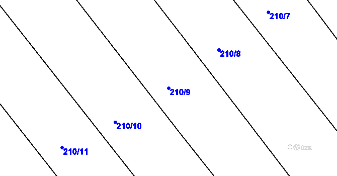 Parcela st. 210/9 v KÚ Rodvínov, Katastrální mapa