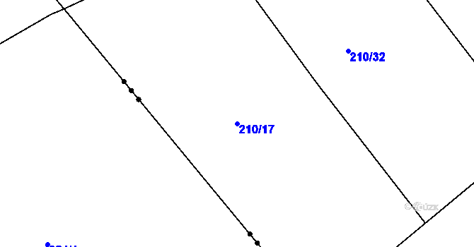 Parcela st. 210/17 v KÚ Rodvínov, Katastrální mapa