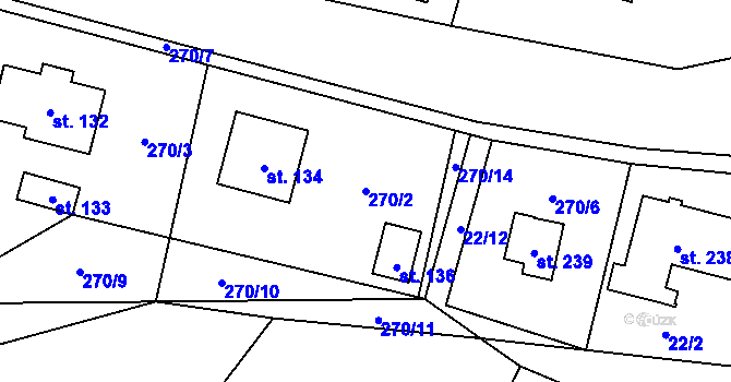 Parcela st. 270/2 v KÚ Rodvínov, Katastrální mapa