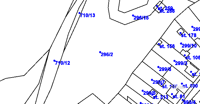 Parcela st. 296/2 v KÚ Rodvínov, Katastrální mapa