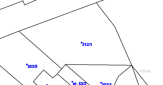 Parcela st. 312/1 v KÚ Rodvínov, Katastrální mapa