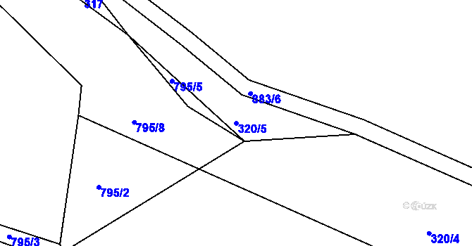 Parcela st. 320/5 v KÚ Rodvínov, Katastrální mapa