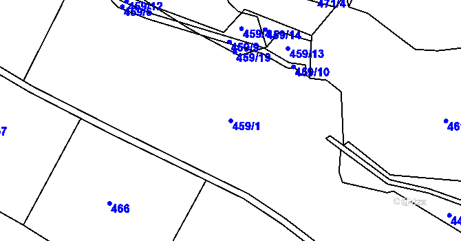 Parcela st. 459/1 v KÚ Rodvínov, Katastrální mapa