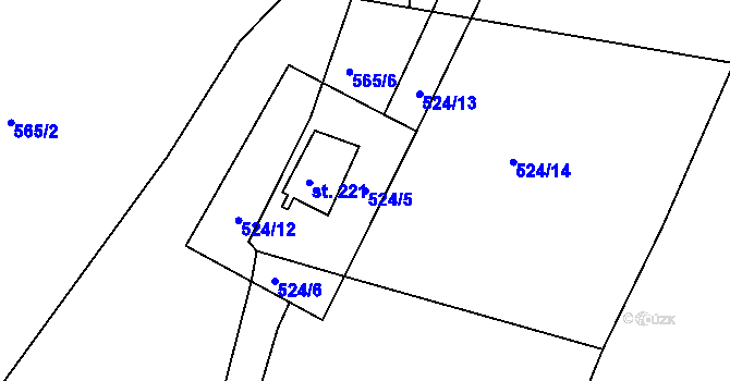Parcela st. 524/5 v KÚ Rodvínov, Katastrální mapa