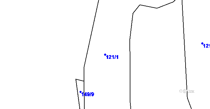 Parcela st. 121/1 v KÚ Rodvínov, Katastrální mapa