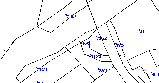 Parcela st. 710/3 v KÚ Rodvínov, Katastrální mapa