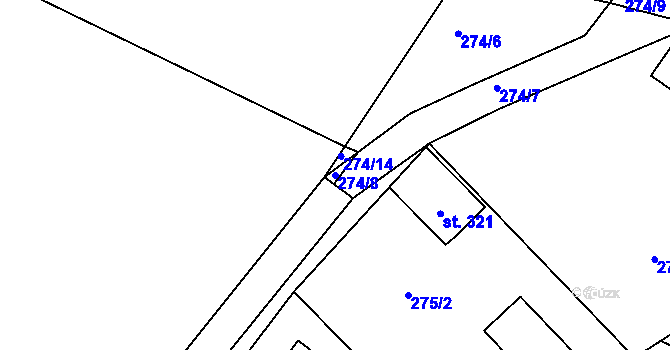 Parcela st. 274/8 v KÚ Rodvínov, Katastrální mapa
