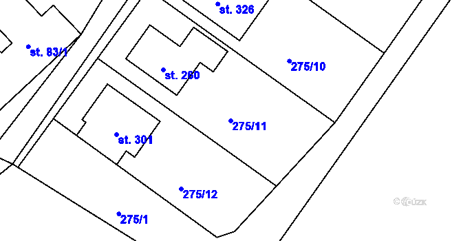 Parcela st. 275/11 v KÚ Rodvínov, Katastrální mapa