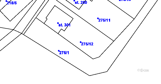 Parcela st. 275/12 v KÚ Rodvínov, Katastrální mapa