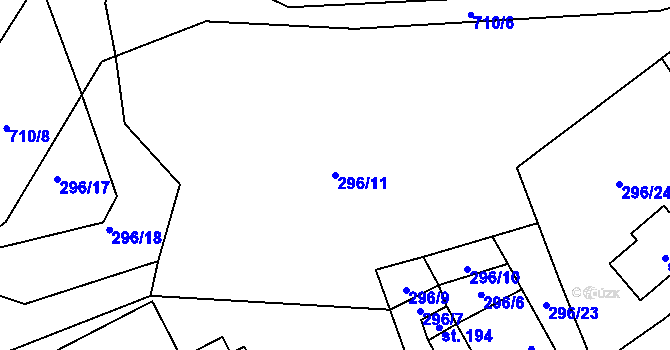 Parcela st. 296/11 v KÚ Rodvínov, Katastrální mapa