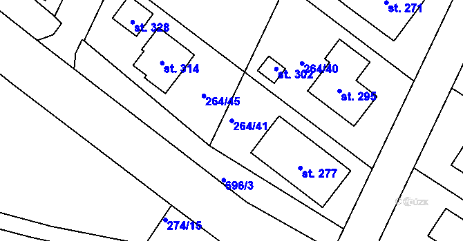 Parcela st. 264/41 v KÚ Rodvínov, Katastrální mapa