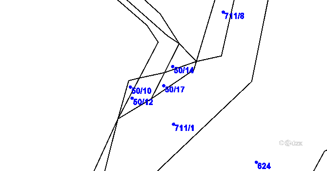 Parcela st. 50/17 v KÚ Rodvínov, Katastrální mapa