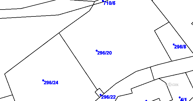 Parcela st. 296/20 v KÚ Rodvínov, Katastrální mapa
