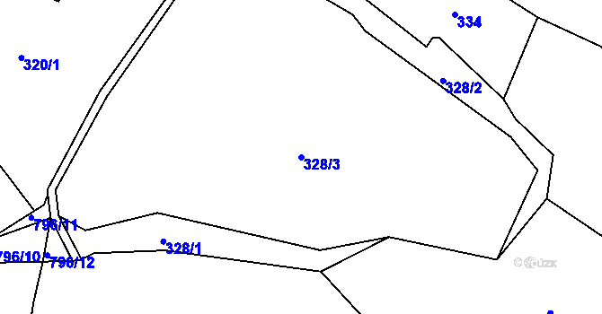 Parcela st. 328/3 v KÚ Rodvínov, Katastrální mapa