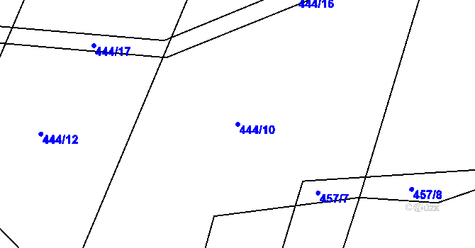 Parcela st. 444/10 v KÚ Rodvínov, Katastrální mapa